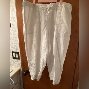 Lands' End White Linen Capris 20W NWOT